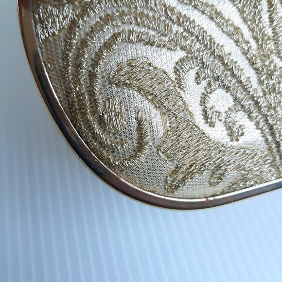 Lulu Townsend Gold Floral Clutch Handbag Party Wedding Date Night Event Festive - Picture 14 of 15